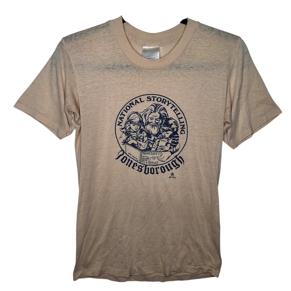Vintage 80s Tennessee Folk Hero T-shirt Paper Thin Single Stitch M Dewey Wyrick